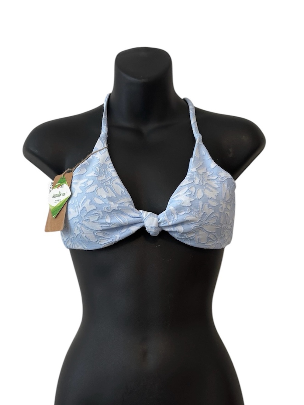 NWT Berlook Light Blue Bloom Textured Bikini Top size Medium